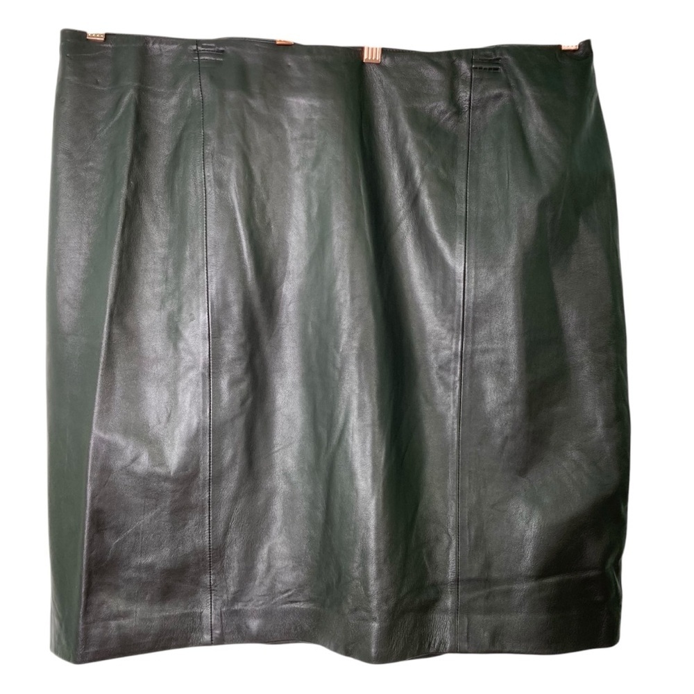 Talbots Woman Grey Brown‎ Genuine Leather Paneled Skirt Fully Lined (Size 20W)